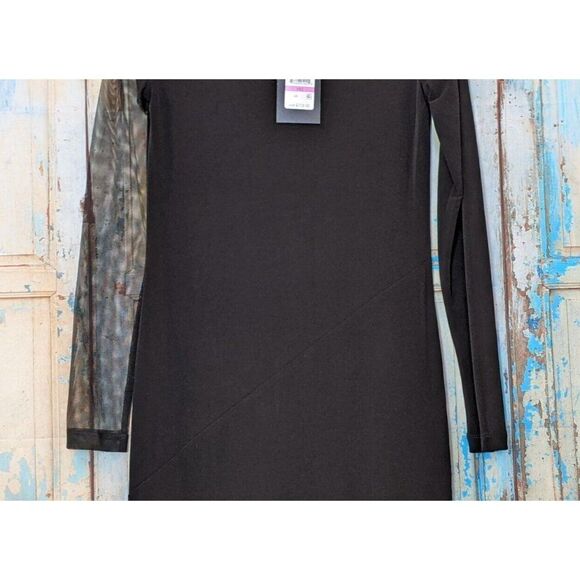 DKNY Womens Size XXS Black Polyester Long Sleeves Mock Neck Mini Dress - Picture 6 of 11